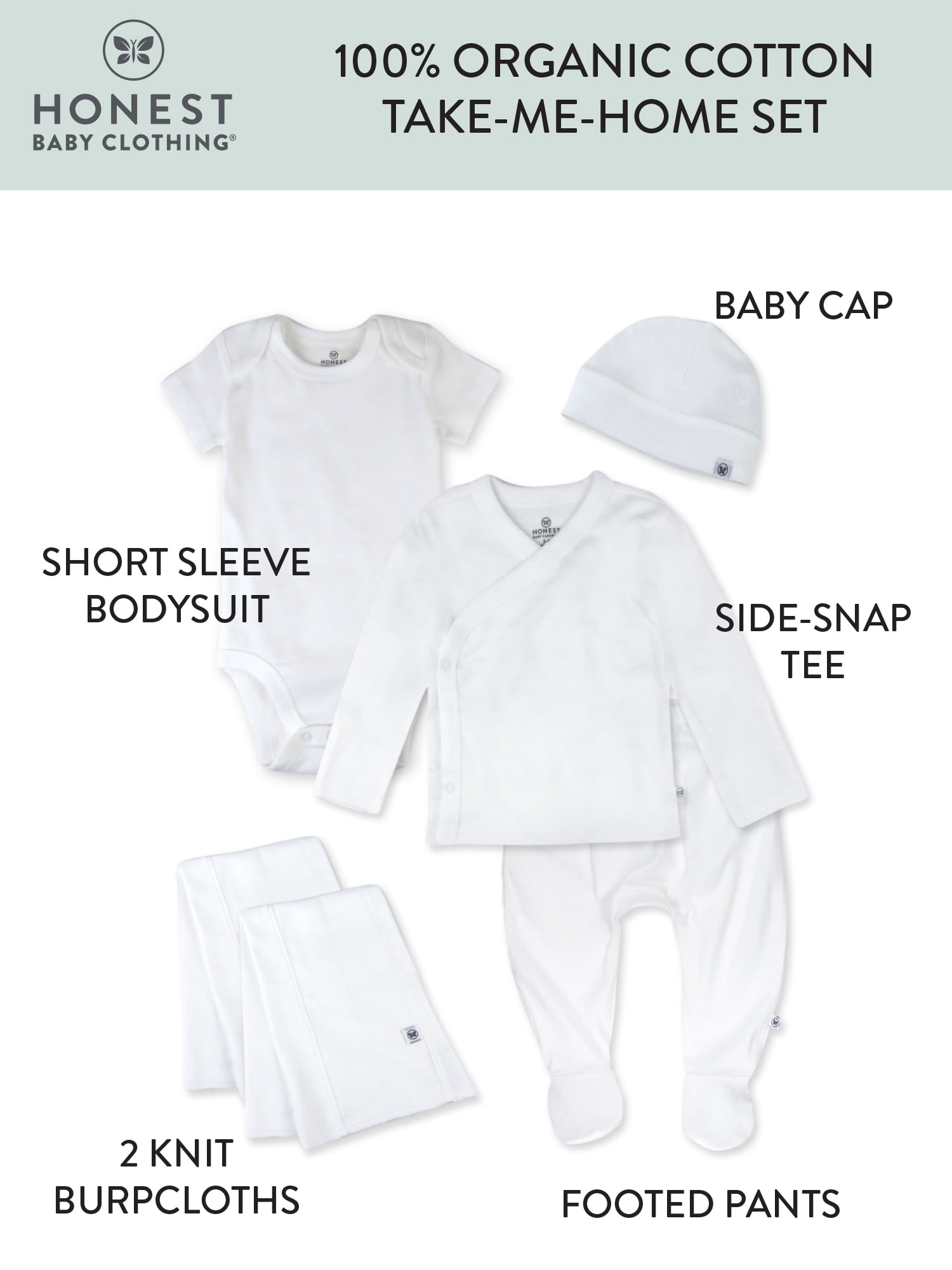 Honest Baby Clothing Baby Boy or Girl Gender Neutral Organic Cotton Take Me Home Gift Set, 6 Piece (Newborn-6 Months)
