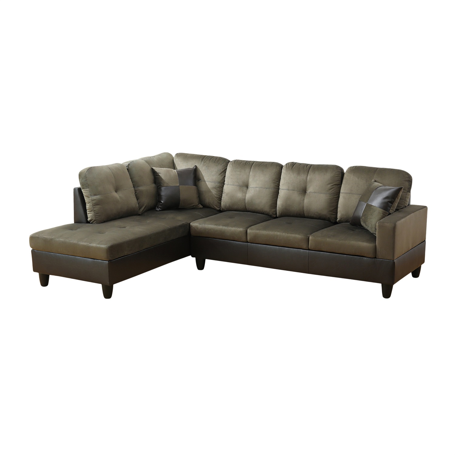 Hommoo Flannel and PVC Sectional Sofa, Modern Living Room Furniture Sets, L Shaped Couch and Sofa Set,Taupe(No Ottomans)