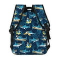 thumbnail image 4 of Pofeuu Cartoon Surfer Sharks Print Backpack for Men and Women - Basic Bookbag Casual Daypack Backpacks for College Work Travel-One Size, 4 of 5