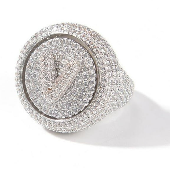 PULABO Titanium Mens Wedding Band Comfort Fit CZ Gemstone Ring Fashion Statement With White Gift Box Packaging