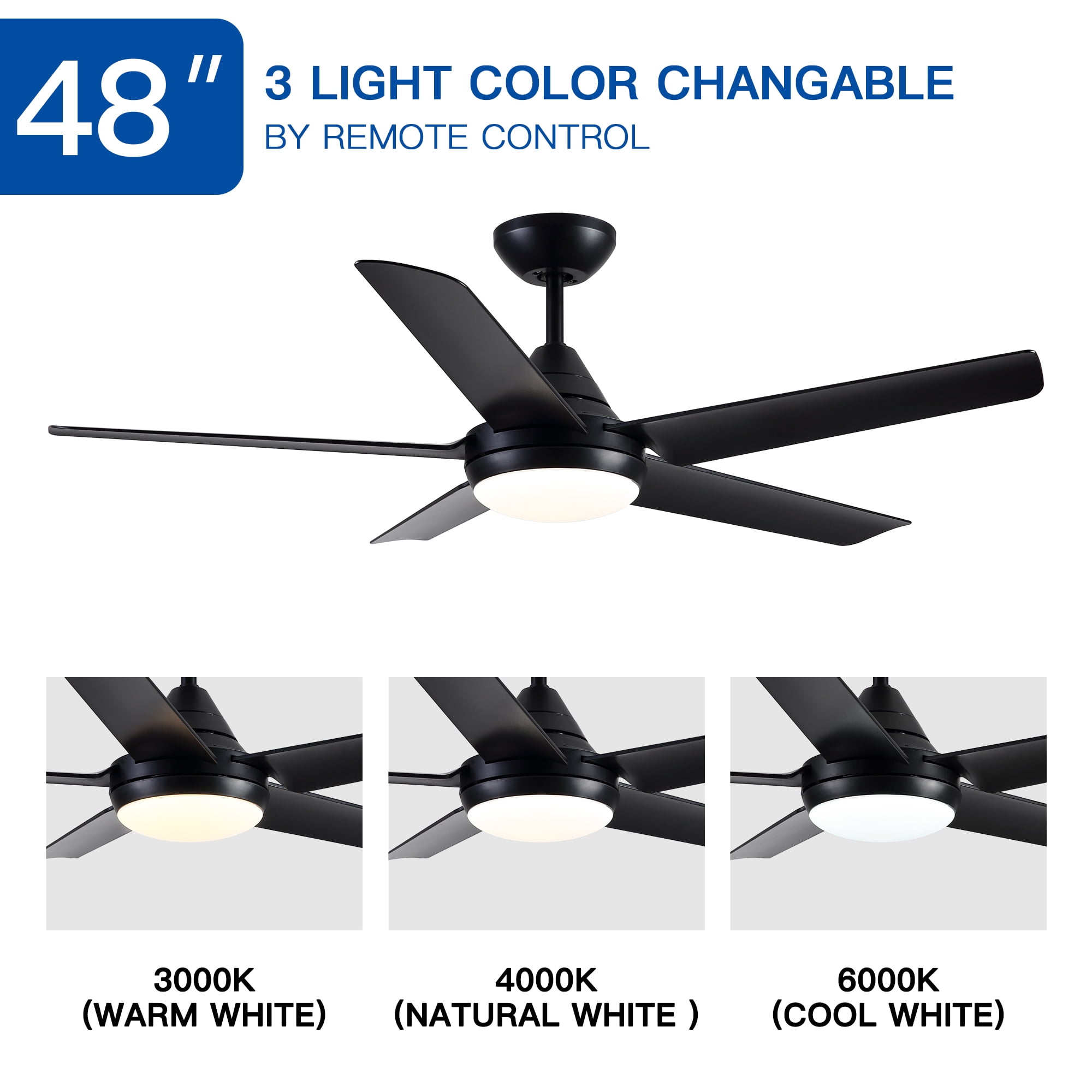 Harbor Breeze Bradbury 48-in Matte Black LED Indoor Downrod or Flush Mount Ceiling  Fan with Light Remote (6-Blade) for Sale in Everett, WA - OfferUp, image size:2000x2000