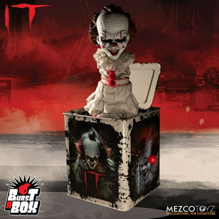 Mezco IT 2017 Burst a Box 14 inch Pennywise IT Clown Jack in the Box *SLIGHTLY DENTED BOX*