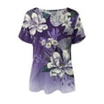 thumbnail image 3 of Gibobby Blusa Casual Para Mujer Tops for Women Short Sleeve Summer Fashion Casual Sólido Tee Shirt Color Block V cuello Camisas blusas（Morado， L), 3 of 4
