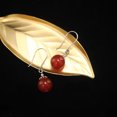 thumbnail image 3 of Pendientes de Esfera de Cornalina Roja Timcorr Gancho de Plata 1.38 Pulgadas, 3 of 7