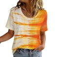 thumbnail image 2 of Lumosvexa Casual Short Shirt Sleeved Womens Graphic T-Shirt Top Crew Neck Tie Dyeing T Shirt Orange Size M, 2 of 10