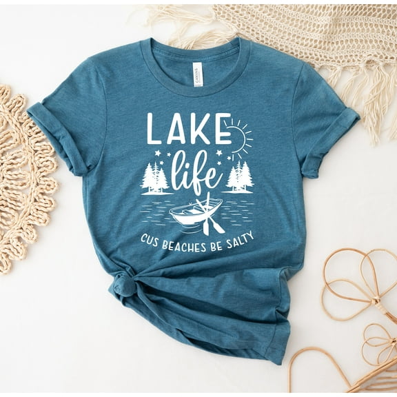 Lake Life Shirt Cuz Beaches Be Salty T-shirt Trip Tee Adventurer Top Traveling Gift Vacation Camper Shirts