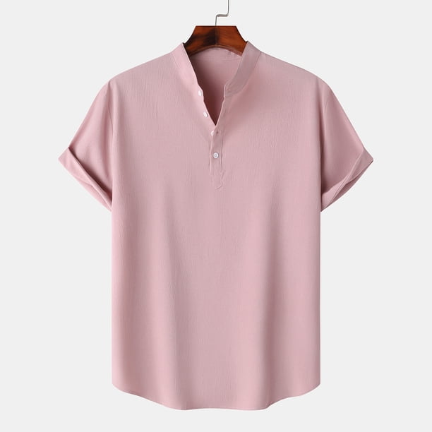 pstuiky camisetas de manga corta para hombre, Camisa hawaiana informal de manga corta con cuello alto y botones para hombre camisas casuales para hombre xl