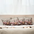 thumbnail image 4 of Ambesonne Rustic Throw Pillow Cover Pack of 4, Cottagecore Meadow Flowers, 4 Pcs-18" x 18", Pink Salmon and Pale Taupe, 4 of 5