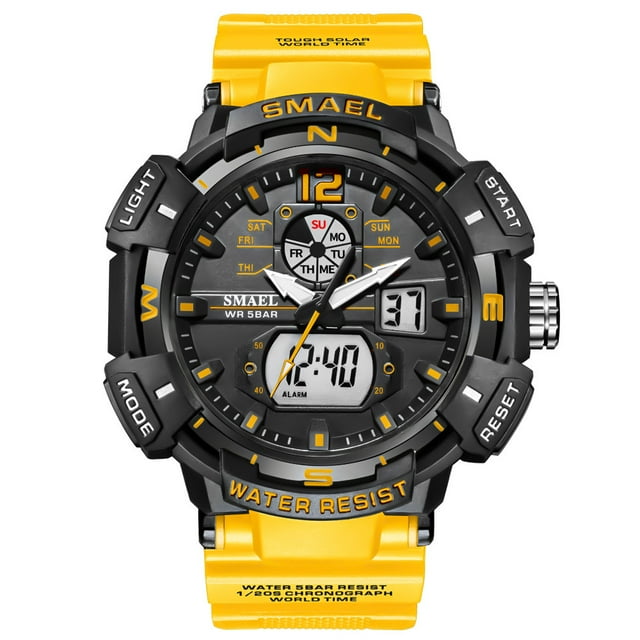 SMAEL Men Military Watch 50m Waterproof Wristwatch LED Quartz Clock Digital Sports Watches