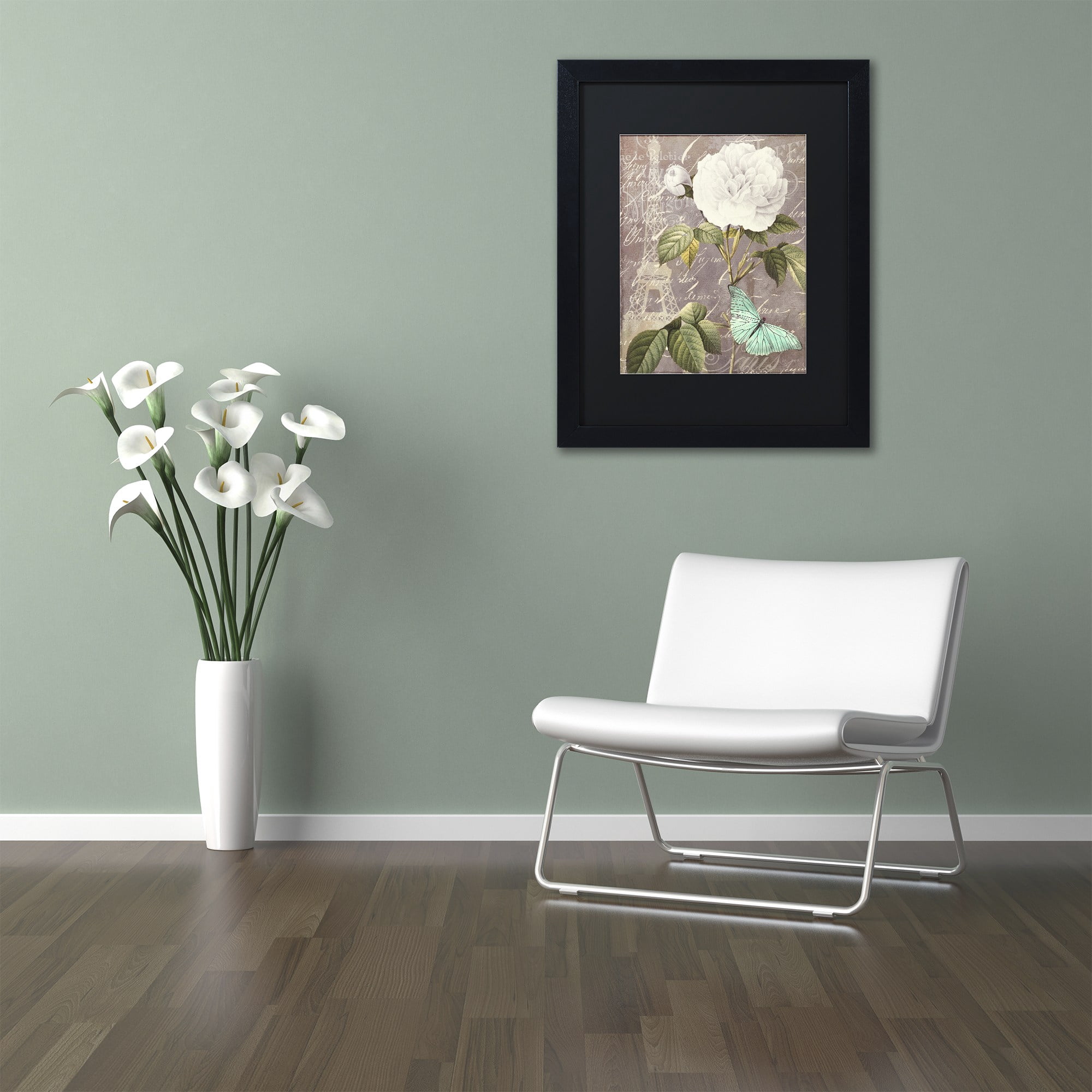 Trademark Fine Art "White Rose" Canvas Art by Color Bakery, Black Matte, Black Frame