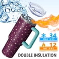 thumbnail image 5 of Purple Christmas Star Pattern Tumbler with Handle and Lid,40oz Double Wall Vacuum Insulated Tumbler,Cups Gift for Women and Men, 5 of 7