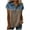 Khaki, variant on Womens Plus Size Shirts Patchwork Denim Print Tops Rolled Short Sleeve Button Up Lapel Blouses Light Blue 4XL