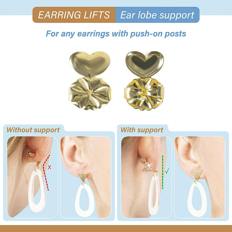 TV DIRECT -Earring Backs Support Adjustable Hypoallergenic Earring Lifts 1  Set Gold 1 Set Silver