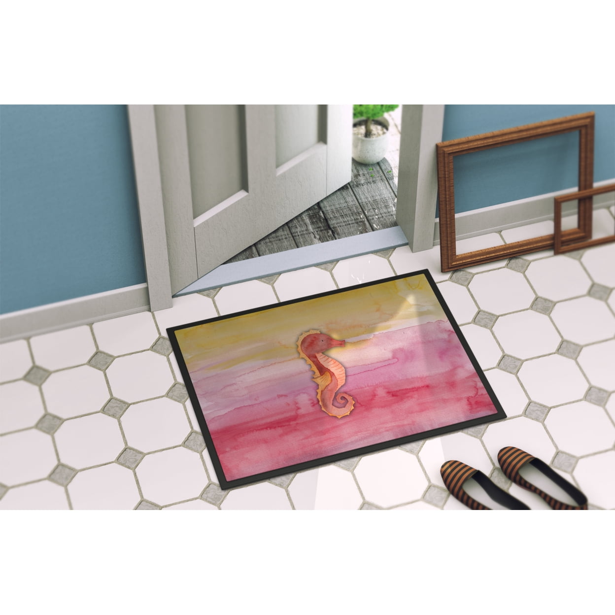 Seahorse Watercolor Door Mat