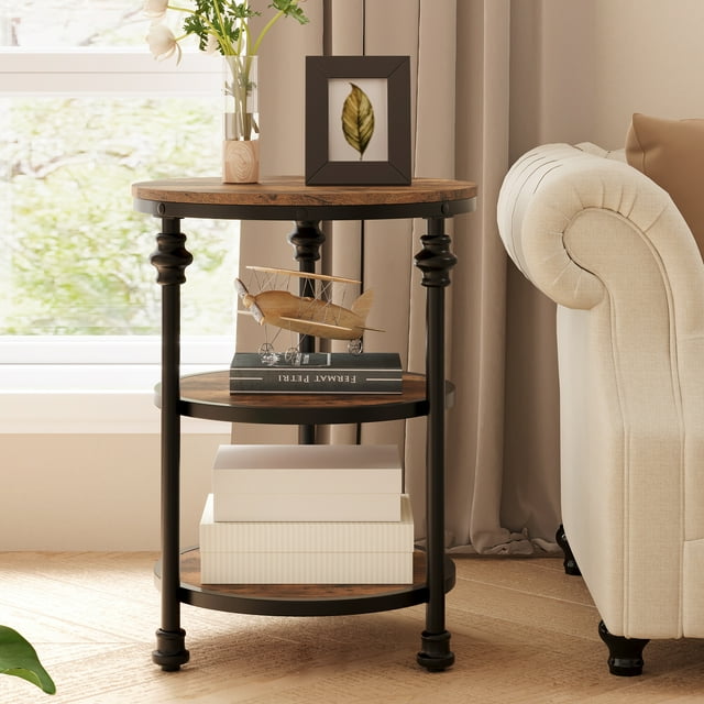 DSstyles End Table 3Tier Round Side Table Living Room Accent Table