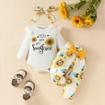 thumbnail image 2 of MYShe Clothes for Baby Girl Baby Girl Clothes Easter Outfit Long Sleeve Romper+Pant+Headband 3PC Clothes Yellow,9-12 Months, 2 of 9