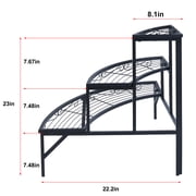 Wisfor 3 Tier Corner Plant Stand Metal Flower Display Rack for Indoor Outdoor,Sleek Black,23 Height