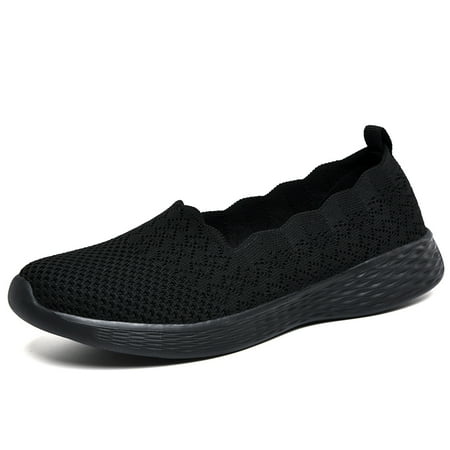 

Poemlady Women s Mesh Ballet Casual Flat Walking Slip on Loafer Shoes All Black US6