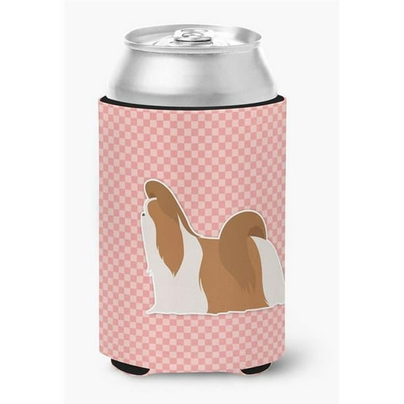 Shih Tzu Checkerboard Pink Can or Bottle Hugger