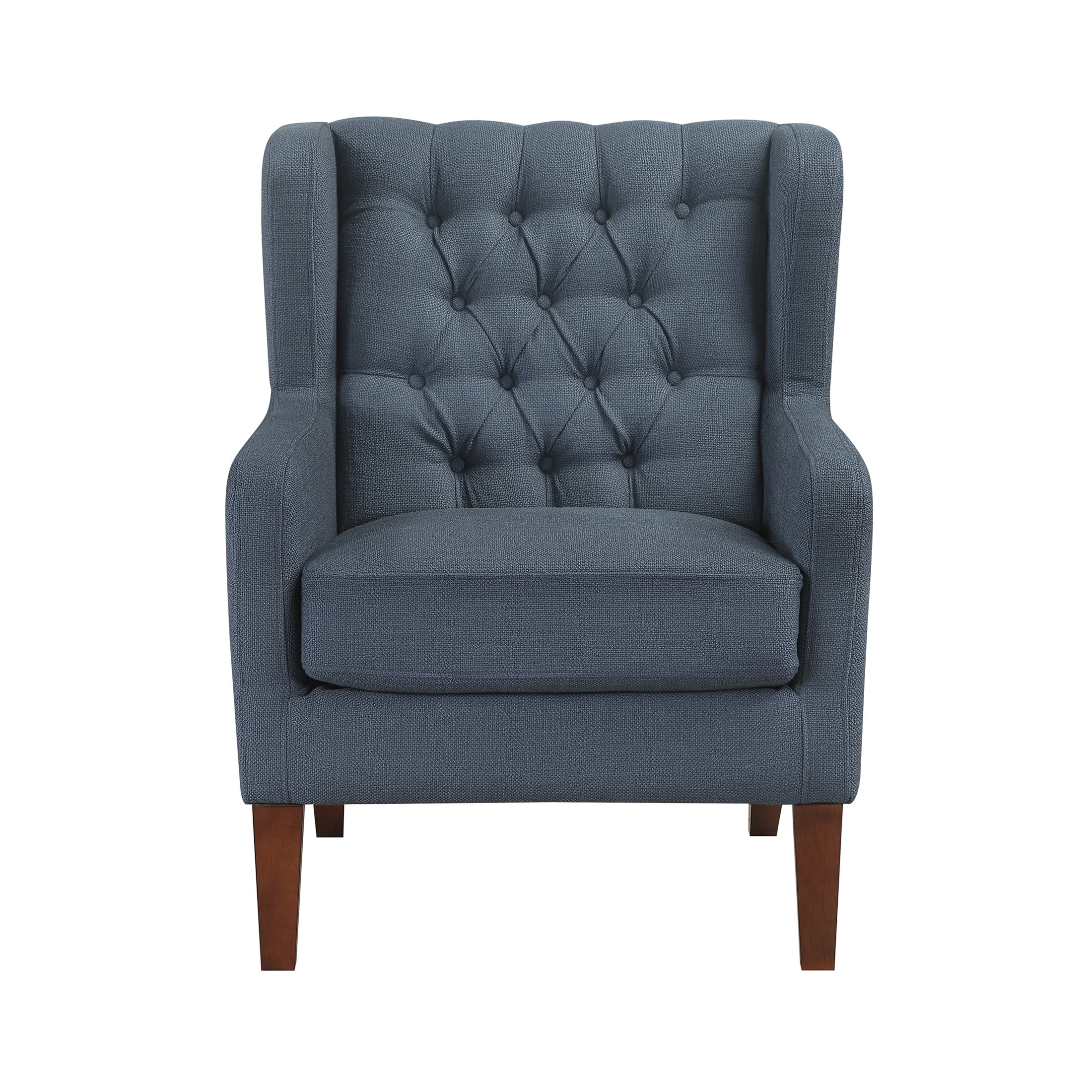 OakvillePark Varen Textured Fabric Buttom-Tufted Wing Back Accent Chair, Blue