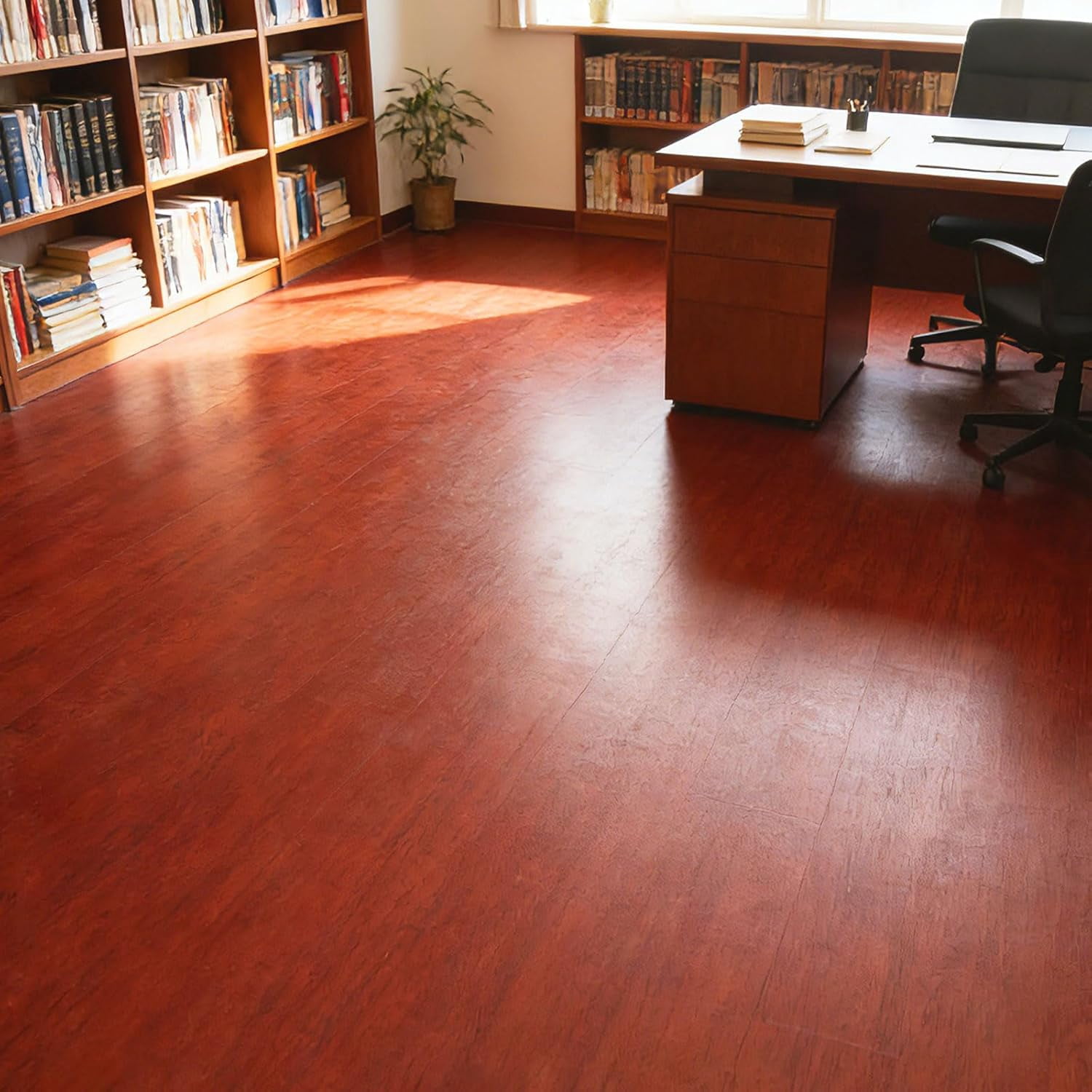 Professional Grade Thickening Peel and Stick Floor Tile 11.8”X 118" Self Adhesive Vinyl Flooring Floor Tiles Peel and Stick Waterproof and Non-Slip Scratch-Resistant for Kitchen Bathroom, Red Brown
