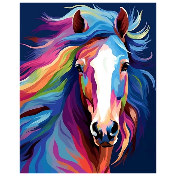 Paint by Numbers DIY Acrylic Painting Kit for Kids & Adults Beginner – 16" Wx20 L Colorful Horse Head Pattern