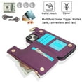 thumbnail image 3 of Wallet Case for iPhone 14 Plus with Shoulder Strap & RFID Blocking Card Slots Holder Kickstand & Finger Ring, Magnetic Flip Folio Zipper Purse Case, PU Leather Cover Handbag, Darkpurple, 3 of 8