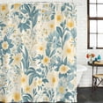thumbnail image 3 of Spring Meadow Blooms Waterproof Fabric Shower Curtain, Teal Yellow Botanical Waterproof Fabric Shower Curtain for Bathroom Curtains Bathtubs Hotel Washable Shower Curtains with 12 Hooks Stall 54x78in, 3 of 8