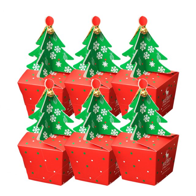 20pcs Adorable Christmas Candy Box Portable Chocolate Cases Xmas Theme Pattern Gift Boxes for Home Party Festival with Bell