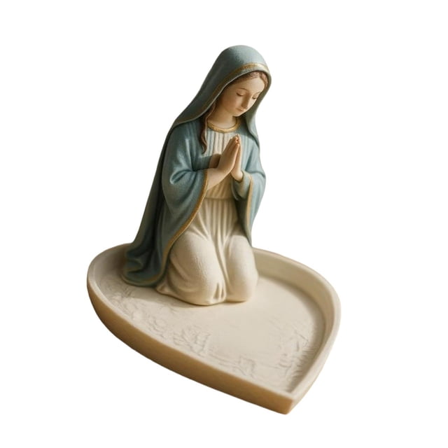 Bandeja para joyas con estatua de oración, porta rosario decorativo para pulseras y abalorios para el hogar Virgen María