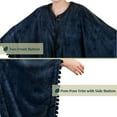 thumbnail image 4 of PAVILIA Fleece Poncho Blanket for Women |  Cozy Wearable Blanket Gift, Warm TV Shawl Sweater Cape with Pom Pom Fringe and Pockets, Gifts for Women  (Navy Blue), 4 of 7