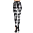 thumbnail image 2 of Niobe Clothing Womens White Black Plaid Print Leggings Buttery Soft, 2 of 5