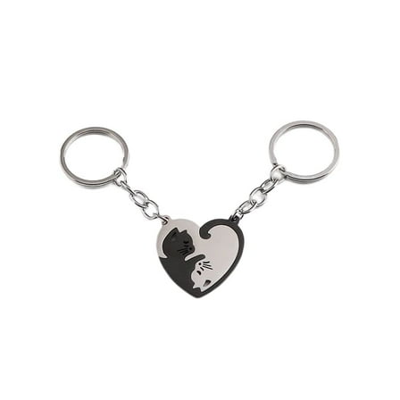 Cat Matching Keychain for Couples Best Friends Heart keychains for Women Men Relationship Friendship Gifts for 2 Cat Yin Yang Key Chains for Bestie Christmas Birthday Gift