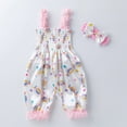 thumbnail image 2 of Uxgjfwu Baby Girls Outfits Summer Flower Print Lace Bow Sling Clothes Cute Bloomers Jumpsuit Sizes 0-24M, 2 of 9