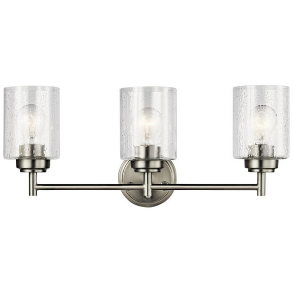 Kichler Winslow 21.5" 3 Light Brushed Nickel Vanity Light with Clear Seeded Glass Shades