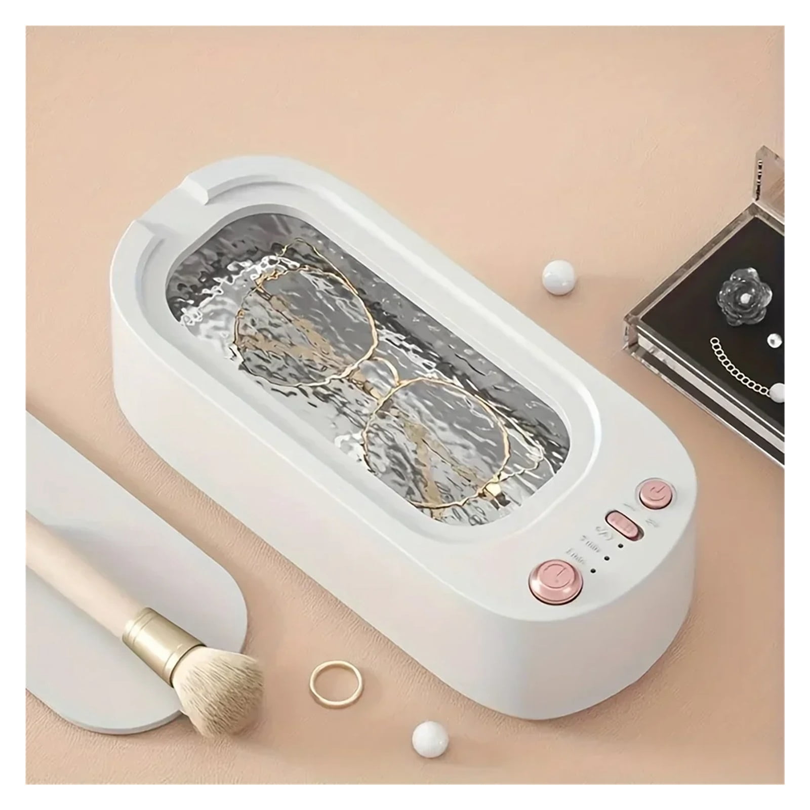 A Ultrasonic Cleaner, High-Freq Vibration, 3 Gears, 360° Deep Clean, Timer, for Jewelry, Eyeglasses, Pacifiers, Makeup Tools