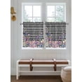 thumbnail image 2 of Spring Floral 2 Panel Kitchen Curtains for Small Windows, Black White Checkered Farmhouse Butterfly Bathroom Tier Curtain, Short Window Treatment for Bedroom/Living Room 55"x24", 2 of 6
