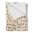 thumbnail image 2 of Floral Soft Flannel Fleece Throw Blanket, Simple Depiction of Circle Shaped Flowers and Polka Dots Art Print, Cozy Plush for Indoor and Outdoor Use, 70" x 90", Ivory Olive Green Scarlet, by Ambesonne, 2 of 5