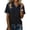 Dark Gray, variant on Women's Polo Shirts Summer Casual Denim Color Block Patchwork Blouses Vintage Short Sleeve Button Flap T Shirt M