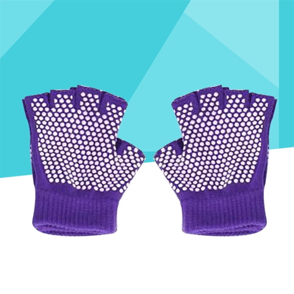 BESTYASH Cotton Non Slip Fingerless Gloves Purple Knitted Breathable Sports Workout Accessories