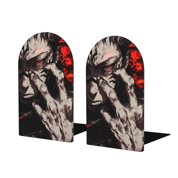 Jujutsu Kaisen Wood Bookends For Shelves Non-Slip Book Holders Decorative Room Office School Home Desktop Shelf (1 Pair)