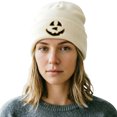 thumbnail image 7 of Cutuoiiu Unisex Halloween Pumpkin Knitted Hat Classic Pumpkin Face Knitted Beanie Warm Cap Halloween Costume Accessory for Cold Weather, 7 of 7