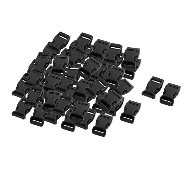 Unique Bargains Plastic Backpack Strap Connecting Side Quick Release Buckles Black 15mm 50pcs