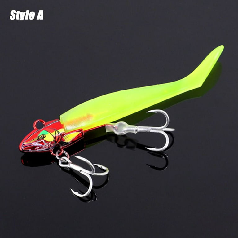Swimming fly fishing 34G Silicone Minnow Lure Lead Head hook worm Soft bass  Bait STYLE A 