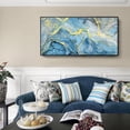 thumbnail image 3 of HFDF Wall Art for Living Room Blue Abstract Coastal Canvas Print Modern Ocean Beach Theme Nature Landscape Fluid Texture Seascape Painting Black Yellow Seaside Artwork 24x20inch Framed, 3 of 6