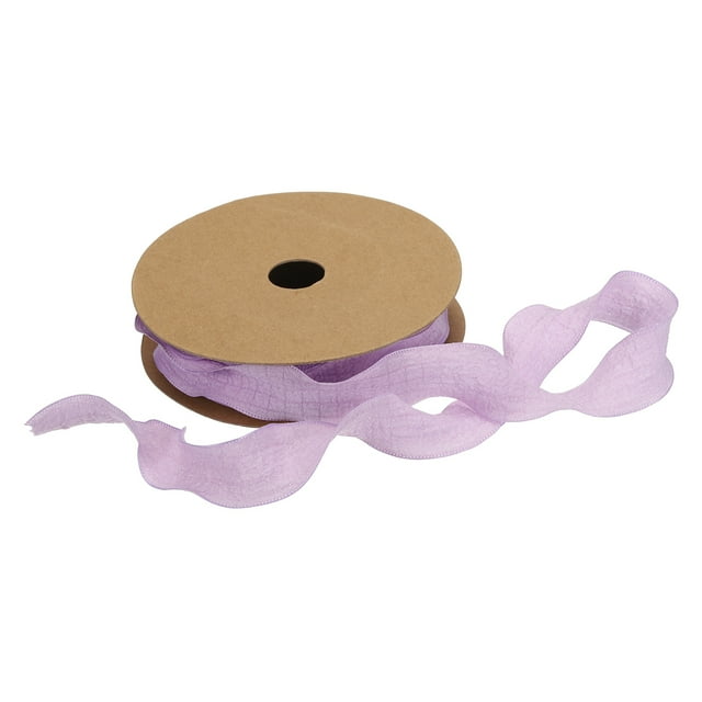 Unique Bargains 1 Inch 10 Yard Satin Double Ruffle Edge Ribbon Purple Solid Color for Hair Bows Sewing Gift