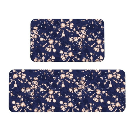 

Kitchen Floor Mat 2 Sets Of Anti-Fouling Absorbent Quick-Drying Floor Mat For Kitchen Door Mat Laundry Room Restaurant Office Farm Boho Floral Tie Dye