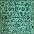 thumbnail image 1 of Ahgly Company Machine Washable Indoor Square Oriental Turquoise Blue Traditional Area Rugs, 4' Square, 1 of 4
