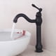 thumbnail image 3 of Grifo de latón antiguo con grifo de lavabo giratorio de 360 grados para agua caliente y fría, grifo de lavabo alto con cabezal de agua negro, 3 of 5