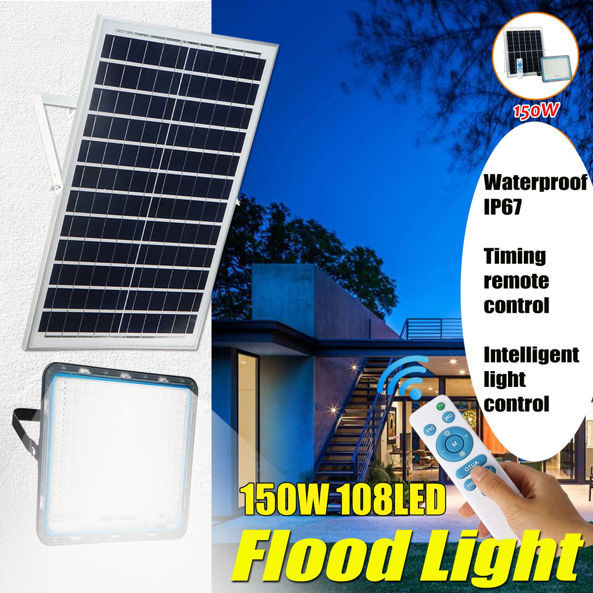 MAXSA INNOVATIONS 44150-SL 150-LED Solar-Powered Security Floodlight 